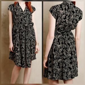 Maeve Anthropologie Noronha Elephant Print Faux Wrap Mini Dress sz Large